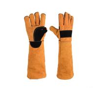 Glomc Guantes de cuero grueso para manejo de animales, antiarañazos y mordeduras, para el cuidado de mascotas, baño, aseo de perros, gatos, agarre flexible, color amarillo, 17.7 pulgadas (amarillo 45