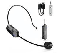 Glomc Micrófono inalámbrico con auriculares 2.4G, alcance de 50 m, micrófono antiaullidos para instructor de fitness, guía turística, eventos en vivo al aire libre