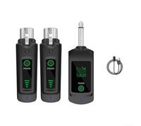 Glomc Micrófono inalámbrico recargable de 2,4 G, sistema XLR, alcance de 80 m, soporte de doble dispositivo, reducción de ruido para hacer películas, creación de contenido de vlog, Reino Unido (1 en 2