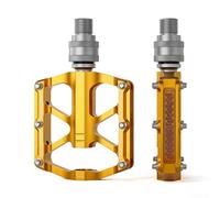 Glomc Par de pedales de bicicleta plegables de liberación rápida con 3 rodamientos y cuerpo de aleación 6061, picos de acero inoxidable antideslizantes, compatible con bicicleta plegable BROMPTON para