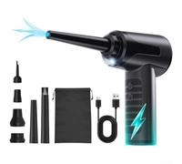 Glomc Plumero de aire inalámbrico de mano inalámbrico con 3 modos de hasta 43000 rpm, luz LED integrada, recargable por USB C de 3000 mAh para batería, juego de boquillas múltiples para computadora,