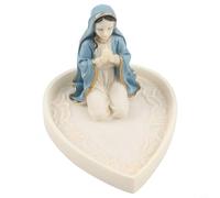 Glomc Soporte de rosario de la Virgen María, elegante figura religiosa de resina para devoción, oración y decoración del hogar, 15 x 15 cm, pieza decorativa espiritual azul (mujeres)