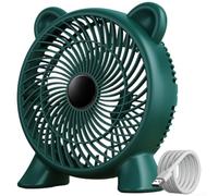 Glomc Ventilador de escritorio USB con motor de cepillo silencioso, flujo de aire de gran angular, diseño de tres hojas, carcasa de plástico compacta, colores verde y negro, alimentado por USB para
