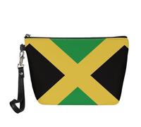 Glomenade Bolsas de cosméticos para mujer, bolsa de maquillaje portátil de viaje con cremallera de piel sintética, Bandera de Jamaica