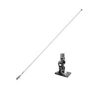 Glomex Kit de antena AIS clásica de 1,5 m (blanco/cromo) + base RA107SSFME, modelo RA112CRAIS - Virola cromada, ganancia de 3 dB, fibra de vidrio, para barcos de vela, motor, botes inflables, yates