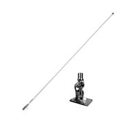Glomex Kit de antena VHF clásica de 1,5 m (blanco/cromo) + base, modelo RA112CR, abrazadera cromada, ganancia de 3 dB, fibra de vidrio, para barcos de vela, motor, botes inflables, yates