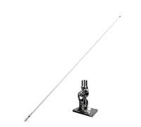 Glomex Kit de antena VHF de alto rendimiento 2,4 m (blanco/cromo) + base RA107SSFME Modelo RA1206CR - Alta ganancia 6 dB, abrazadera cromada, para barcos, barcos, yates