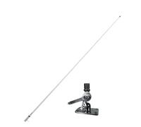 Glomex Kit de antena VHF de alto rendimiento 2,4 m (blanco/cromo) + base RA166/23, modelo RA1206CR - Alta ganancia 6 dB, abrazadera cromada, para barcos, barcos, yates