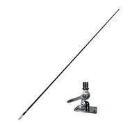 Glomex Kit de antena VHF de alto rendimiento 2,4 m (negro/cromo) + base RA166/23, modelo RA1206CR/BK - Alta ganancia 6 dB, abrazadera cromada, para barcos, barcos, yates