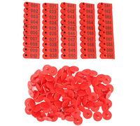 Glomora 100 etiquetas de oreja de animales para cerdos, ganado, ovejas, cabras, etiquetas de identificación de ganado de plástico con números, gestión de granjas (100 words in red)