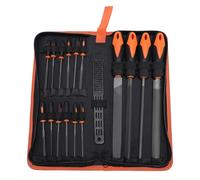 Glomora 17 PCS File Tool Tool con estuche de transporte medio redondo Triángulo redondo redondo plano y archivos de aguja Pincelado Archivos de mano de acero al carbono