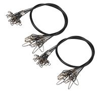 Glomora 20 correas de hilo de pesca de acero al carbono de 50 cm de largo con hebilla de doble pin (negro)