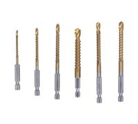 Glomora 6 Pcs Set Twist Drill Bit 3mm 4mm 5mm 6mm 6.5mm 8mm Ti Coated HSS Twist Serrated Drill Bit with 1/4in Hex Shank
