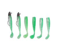 Glomora 6Pcs Fishing Bait Soft Premium Durable Silicone 3D Eyes Lifelike Motion Fishing Lures (Pea Green)