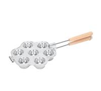 Glomora Egg Tart Mold 7 Holes Reusable Aluminum Alloy Cake Baking Mould for Mini Cake Pudding with Wooden Handle