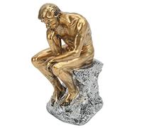 Glomora Estatua del Pensador,9,84x3,94 Pulgadas Resina Dorada Esculturas de Hombre Pensante diseño de Figura Coleccionable de Grado Premium para la Decoración de la Oficina de la Biblioteca del Hogar