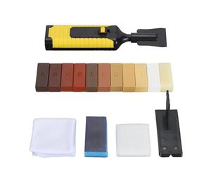 Glomora Floor Repair Wax Kit,with Heat Pen 11 Colors Hard Wax Filler Wood Furniture Touch Up Marker Linoleum Repair Kit Restore Any Scratches Cracks for Floor Door Cabinet