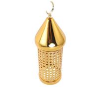 Glomora Gold Wind Lamp,Handmade Retro Hollow Wind Lamp Iron Lantern for Wedding Party Decoration Elegant Romantic Candle Holder for Indoor Outdoor Events Durable Iron Material (M)