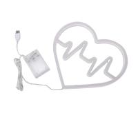 Glomora Heart Shaped LED Neon Sign Romantic Neon Light USB Battery Powered for Bedroom Wedding Proposal Party Decoration (Pink White)