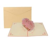 Glomora Hecho A Mano 3D Cherry Bouquet Blossom Pop Up Card, Tarjeta De Felicitación De Carta De Amor Romántica para Momentos Especiales