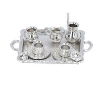 Glomora Juego de té en Miniatura, Juego de té de casa de muñecas de aleación Realista, Tetera en Miniatura Interactiva, Plato de Taza, Accesorios educativos de Cocina para casa de