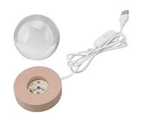 Glomora Luz De Noche De Luna 3D - Exquisita Talla De Madera con Lámpara De Bola De Cristal - Regalos Memorables para Amigos Y Niños(Blanco)