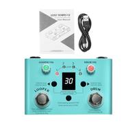 Glomora M VAVE LOST TEMPO 2-in-1 Mini Drum Machine & Looper Pedal with Tuner, Dual Footswitch, 30 Drums, 4 Loops, 11 Min Record, USB Audio Export, Portable Guitar Effect Pedal (With speed adjustment)
