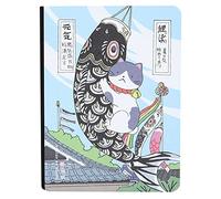 Glomora Notebook de composición, cuadernos de la escuela universitaria asignatura del cuaderno diario del diario, caricatura japonesa cubierta impresa, papel grueso, 5.7x4.1, (Bandera de peces)