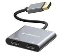 Glomtheia Adaptador DisplayPort 4K 60Hz a HDMI dual, divisor MST para extensor de monitor dual, soporta modo extendido y espejo, Plug and Play, cable de alimentación USB incluido