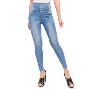 Glook Mujer Pantalón Vaquero Cintura Alta, Skinny Fit 4 Botones Jeans Elásticos Ajustados (XS, Azul descolorida)