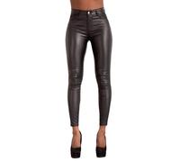 Glook Pantalón de Cuero Negro Mujer de Tiro Alto y Corte Skinny con Bolsillos Traseros - Estilo y Funcionalidad (36, Negro)