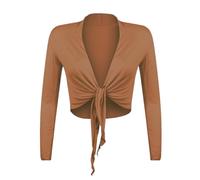 Gloop Bolero, Belle, élégante Veste pour Femme, qualche Longue, noeud Bolero, café, M