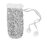 Gloora Funda para Botella de Vino navideña, Hermosa Funda Decorativa de Tela con Lentejuelas Brillantes, Haz que el Ambiente de tu Festival sea más Intenso, para Decoraciones de (Silver)