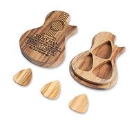 Glooraca Púas de guitarra de madera personalizadas con estuche, 3 púas y estuche grabado, bajo eléctrico acústico, regalo, piezas prácticas para instrumentos musicales