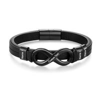 Glooraca Pulsera personalizada para hombre y papá, pulsera de cuero con nombre infinito, regalo para el día del padre de parte de hijo e hija, talla única, Acero inoxidable, No es una piedra preciosa