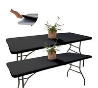 Glop 2 Manteles Mesa Rectangular 121x76, Tela Negro Elástico, Ajustable, Repelente al Agua, Antiarrugas, Ideal para Exterior, Jardín, Camping y Ajuste Elastico para Funda Mesa Plegable, Resistente