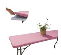 Glop - Mantel Rosa Mesa Rectangular Ajustable, Funda de Tela Elástica para Mesa Plegable [182 x 76 cm], Cubre Mesas Decorativo para Cumpleaños Infantil, Baby Shower, Fiesta de Niña