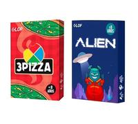Glop Pack Alien + 3Pizza | 2 Juegos de Mesa de Cartas Familiares | Niños y Adultos a Partir de 8 años | Partidas rápidas | Divertidos y Educativos | Regalo Original para Familia y Amigos