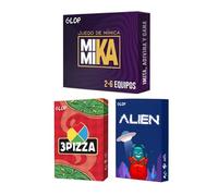 Glop Pack Mimika + 3pizza + Alien | | Juegos de Mesa Adulto y Niños +8 años | Juegos de Cartas Familiares y Divertidos | Regalos Originales para Niños y Niñas | Caja Compacta