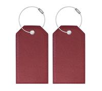 Gloppie 2 Etiquetas para Equipaje de Aluminio, con Anilla de Acero y Tarjeta de Identificación Impermeable - Vino Tinto