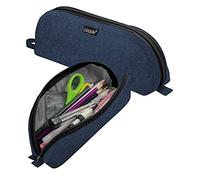 Gloppie Estuche para lápices, sencillo estuche para lápices, bolsa de almacenamiento de lápices, organizador de marcadores, bolsas de tela con cremallera, niños, estudiantes adultos (azul)