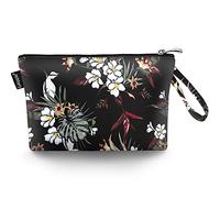Gloppie Mini Neceser Maquillaje de Viaje para Mujer Plegables - Impermeable Nylon Make Up Bag Cosmetic Bag Portátil - Bolsas de Cosméticos Aseo Baño y Almacenamiento, White Flowers