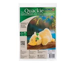 Glorex 0 4549-1 - Pato de Peluche Quakie Aprox. 27 cm de Altura Cosido de Felpa sólo Hay Que rellenarlo con Certificado de Nacimiento