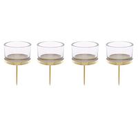 Glorex 002-Portavelas Dorado con Vaso portacandelitas 4 Piezas tamaño Aprox. 4 x 9 cm para Crear arreglos Florales y Coronas de Flores, Multicolor, One Size (6 7021 002)