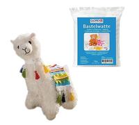 Glorex 04810-1K - Set Completo de Peluche, Llama, Blanca, Aprox. 23 cm, Incl. 100 g de algodón, para Hacer y abrazar