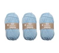 Glorex 5 1001 50 - Set de 3 lanas premium de 100% acrílico, 50 g cada una en azul claro, fáciles de trabajar, versátiles, calientan, suaves, no rayan