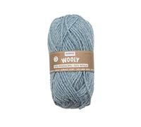 GLOREX Ovillo Tejer, 70% acrílico, 30% Lana, Muy Suave y cálido, cómodo de Llevar, 50 g, Aprox. 90 m, Ideal para Gorros, Bufandas y Calentadores, Color Azul Claro Jaspeado