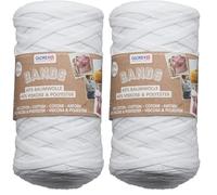 GLOREX 5 1005 00 - Cintas Makramee hilo textil supersuave de 60% algodón / 40% viscosa para ganchillo tricotar anudar y diseño textil 250 g aprox. 125 m blanco (Paquete de 2)