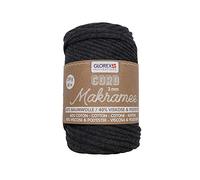 GLOREX 5 1006 04 - Cordón de macramé 3 mm hilo textil supersuave de 60% algodón / 40% viscosa para hacer ganchillo tricotar y anudar 250 g aprox. 85 m tejido antracita