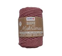 GLOREX 5 1007 06 - Cuerda de macramé 3 mm hilo textil supersuave de 60% algodón / 40% viscosa para hacer ganchillo tricotar y anudar 250 g aprox. 63 m malva retorcido